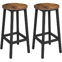 VASAGLE Bar Stools Set of 2 Bar Chairs Kitchen Chairs with Sturdy Steel Frame Height Round Easy Assembly Industrial Style Vintage Brown Black LBC32X