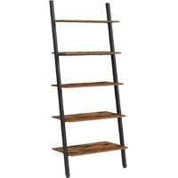 VASAGLE Industrial Ladder Shelf 5-Tier Bookshelf Rack Wall Shelf for Living Room Kitchen Office Stable Steel 