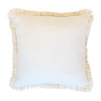 Cushion Cover-Coastal Fringe Natural-Solid Natural-60cm x 60cm