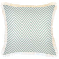 Cushion Cover-Coastal Fringe Natural-Zig Zag Pale Mint-45cm x 45cm