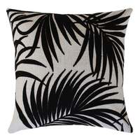Cushion Cover-Boho Embroidery Single Sided-Palm Leaves Black-50cm x 50cm