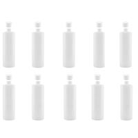 10x 250ml Clear HDPE Round Bottle + 28/410 Caps - Empty Plastic Food Storage