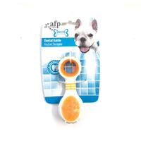 Dog Dental Rattle - Orange Puppy Teething + Cleaning Gums Rubber Ridges Chew