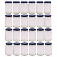 24x 375ml Flint Glass Jars + Twist Lids - Round Food Storage Preserving Jar