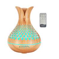 Essential Oil Aroma Diffuser and Remote - 500ml Vase Flower Wood Mist Humidifier