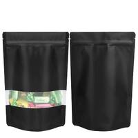 100 Resealable Mylar Stand Up Bags 29.5x22cm - Black Food Packaging Zip Pouch