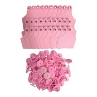 100x Cattle Ear Tags 7x10cm Set - Large Pink Blank Cow Sheep Livestock Label