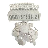 1-100 Cattle Number Ear Tags 7x10cm Set - XL White Cow Sheep Livestock Labels