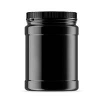 32x 2L Wide Mouth Plastic Jars and Lids Black - Empty Protein and Powder Tubs