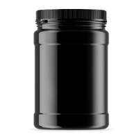 32x 2.5L Wide Mouth Plastic Jars and Lids Black - Empty Protein and Powder Tubs