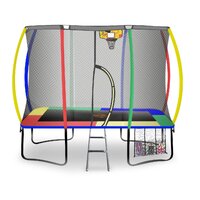 Kahuna 6ft X 9ft Outdoor Rectangular Rainbow Trampoline Safety Enclosure And Basketball Hoop Set