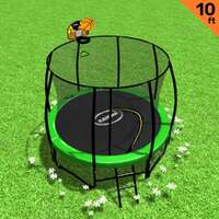 Kahuna 10ft Outdoor Trampoline With Safety Enclosure Pad Ladder Basketball Hoop Set Green