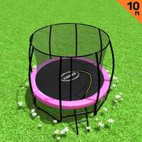 Kahuna 10ft Trampoline Free Ladder Spring Mat Net Safety Pad Cover Round Enclosure Pink