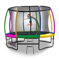 Kahuna 10ft Outdoor Trampoline Kids Children With Safety Enclosure Pad Mat Ladder - Rainbow