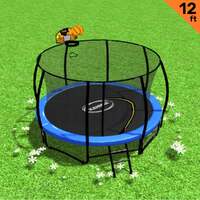 Kahuna 12ft Outdoor Trampoline Kids Children With Safety Enclosure Pad Mat Ladder Basketball Hoop Set - Blue