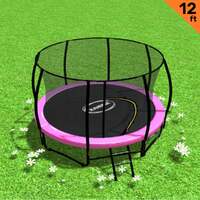 Kahuna 12ft Trampoline Free Ladder Spring Mat Net Safety Pad Cover Round Enclosure - Pink