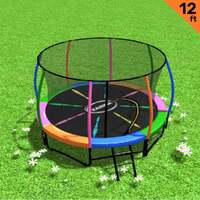 Kahuna 12ft Trampoline Free Ladder Spring Mat Net Safety Pad Cover Round Enclosure - Rainbow