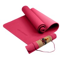 Powertrain Eco-friendly Dual Layer 6mm Yoga Mat | Pink | Non-slip Surface And Carry Strap For Ultimate Comfort And Portability