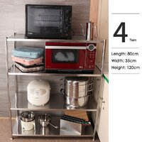 4 Tiers 120cm Height Stainless Steel Kitchen Microwave Oven Storage Rack Multilayer Organizer for Cookware