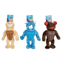 Chompers-Muscle Animals Plush dog toys with squeaker 32cm Rhino/Bull/Gorilla-(1pc Random Animal)