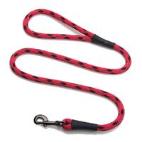 Mendota Clip Leash Small - lengths 3/8in x 4ft(10mm x1.2m) Made in the USA - Black Ice - Red
