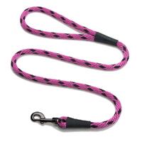 Mendota Clip Leash Small - lengths 3/8in x 4ft(10mm x1.2m) Made in the USA - Black Ice - Raspberry