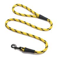 Mendota Clip Leash Small - lengths 3/8in x 4ft(10mm x1.2m) Made in the USA - Black Ice - Yellow