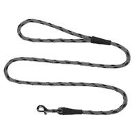 Mendota Clip Leash Small - lengths 3/8in x 4ft(10mm x1.2m) Made in the USA - Black Ice - Silver
