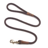 Mendota Clip Leash Large - lengths 1/2in x 6ft(13mm x1.8m) Made in the USA - Dark Brown