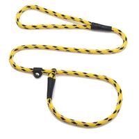 Mendota British Style Slip Leash - Length 3/8in x 4ft(10mm x 1.2m) - Black Ice - Yellow