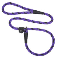 Mendota British Style Slip Leash - Length 3/8in x 6ft(10mm x 1.8m) - Black Ice - Purple