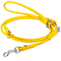 Waudog Yellow Leather Round Adjustable Clip Leash W10MM-L183CM 