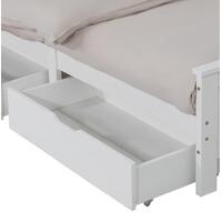 2 x Wooden Bed Frame Storage Trundle Drawers-White