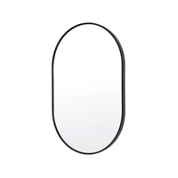 La Bella Black Wall Mirror Oval Aluminum Frame Makeup Decor Bathroom Vanity 50 x 75cm