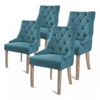 La Bella 4 Set Dark Blue French Provincial Dining Chair Amour Oak Leg