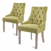 La Bella 2 Set Green French Provincial Dining Chair Amour Oak Leg