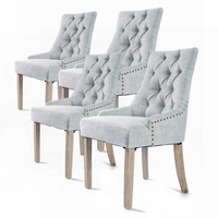 La Bella 4 Set Grey French Provincial Dining Chair Amour Oak Leg
