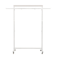 Meoktong White Clothes Rack Coat Stand Hanging Adjustable Rollable Steel