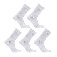 Rexy 5 Pack Medium White 3D Seamless Crew Socks Slim Breathable