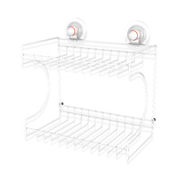 PowerLoc Double Rectangular Shelf Removable Suction - White