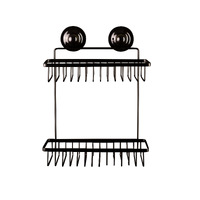 KiahLoc Black Double Rectangular Shelf Removable Suction