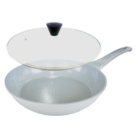 KOMAN 28cm Grey Shinewon Vinch IH Frypan Frying Pan Non-stick Induction Ceramic + Glass Lid