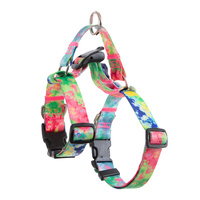 Dog Double-Lined Straps Harness and Lead Set Leash Adjustable L SWEET GREEN