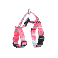 Dog Double-Lined Straps Harness and Lead Set Leash Adjustable S MARBLE PINK
