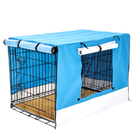 Paw Mate Wire Dog Cage Crate 48in with Tray + Cushion Mat + Blue Cover Combo
