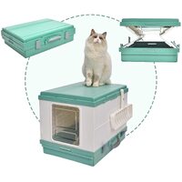 YES4PETS XL Portable Cat Toilet Litter Box Tray Foldable House with Handle and Scoop Green