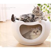 YES4PETS Cat Kitten Bed Cave Small Dog House Kennel Plastic Pet Pod Bedding Igloo White