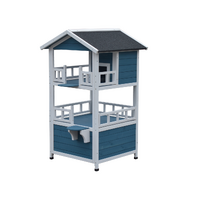 YES4PETS Double Story Cat Shelter Condo with Escape Door Rainproof Kitty House