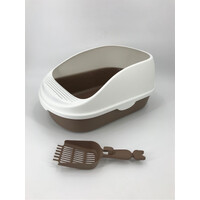 YES4PETS Large Portable Cat Toilet Litter Box Tray with Scoop Brown