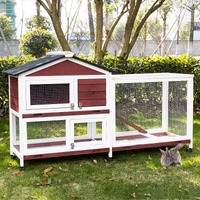 YES4PETS Double Storey Large Rabbit Hutch Guinea Pig Cage , Ferret Cage With Pull Out Tray On Wheels
